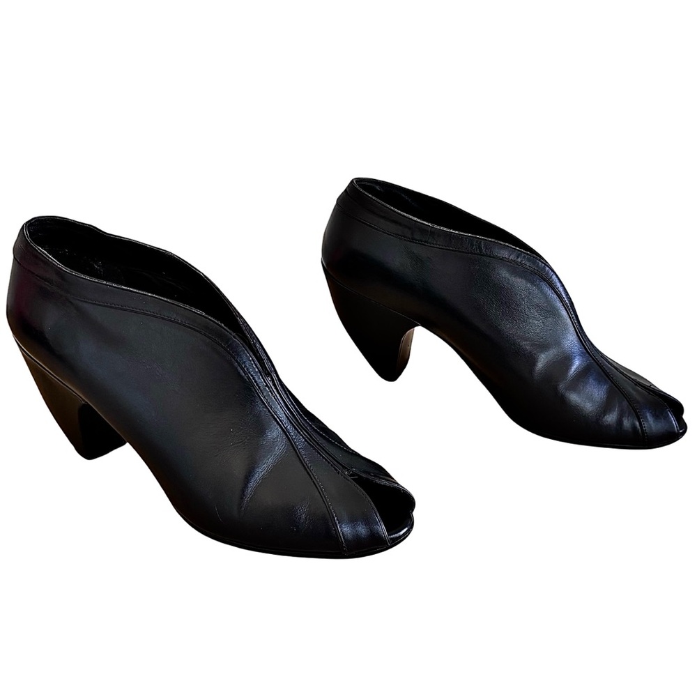 MARC JACOBS Black Leather Peep Toe Booties - Picture 5 of 14